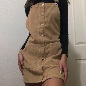 ribbed tan overall dress